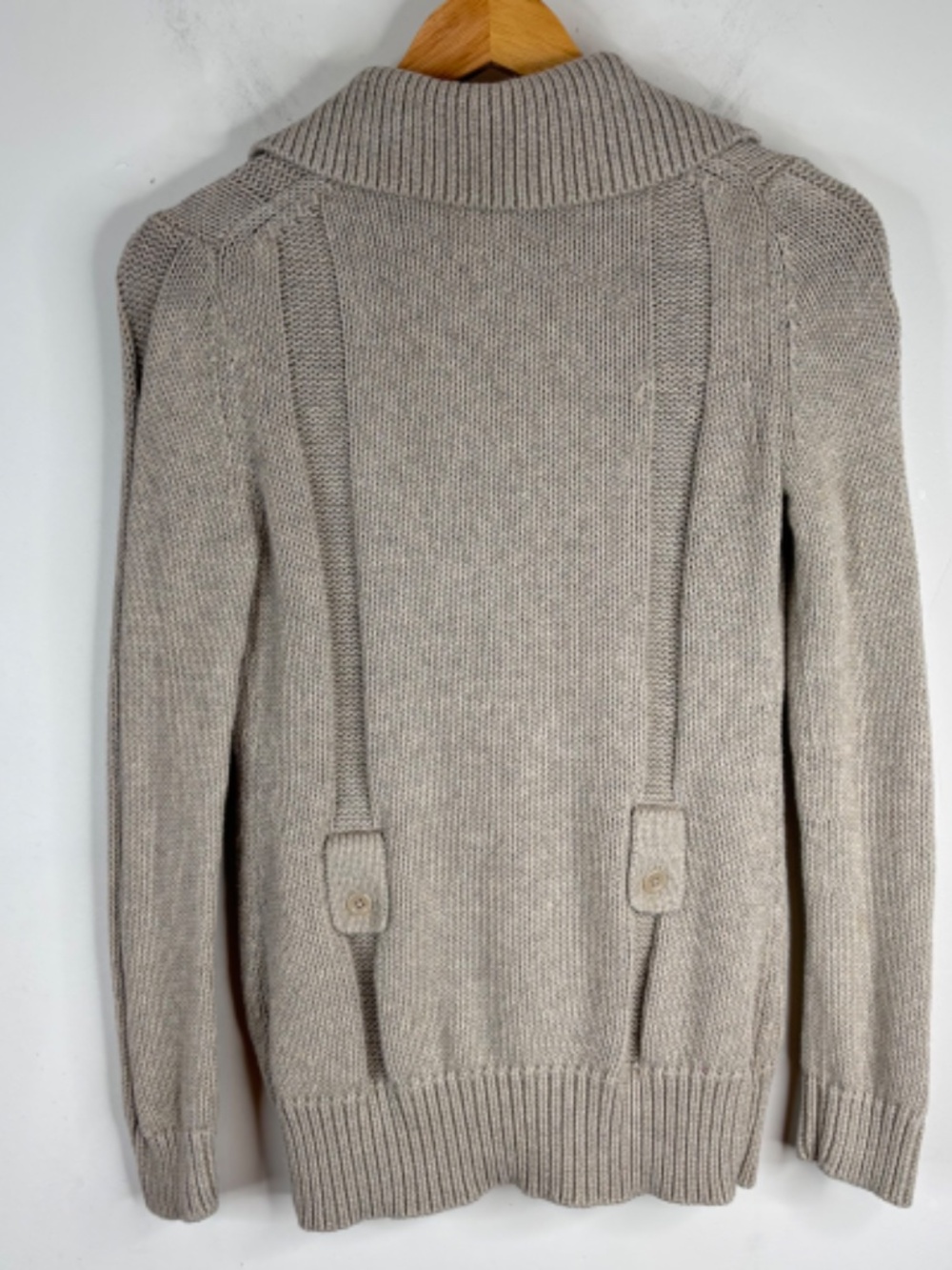 Banana Republic Organic Cotton Cardigan S Beige Chunky Fisherman Neutral Preppy - Picture 4 of 10